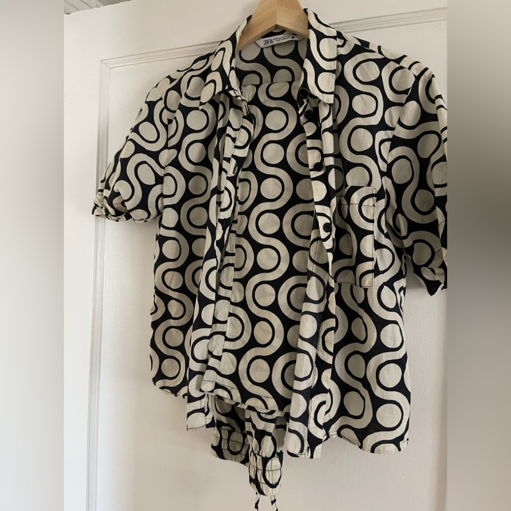 Zara Black and White Geometric shirt and pants set